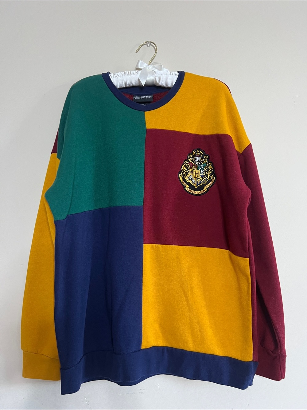 🪄🍎🦄Harry Potter Gryffindor Colorblock Crewneck Sweater - Multicolor
